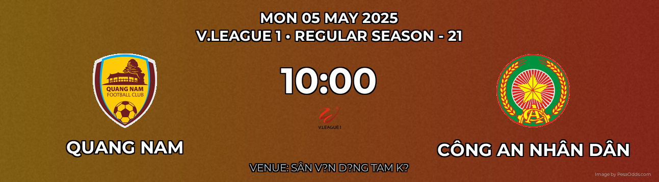 Quang Nam vs Công An Nhân Dân Prediction match poster for V.League 1 fixture on MON 05 MAY 2025