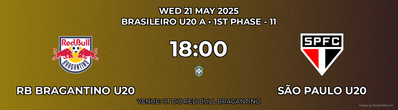 RB Bragantino U20 vs São Paulo U20 Prediction match poster for Brasileiro U20 A fixture on WED 21 MAY 2025