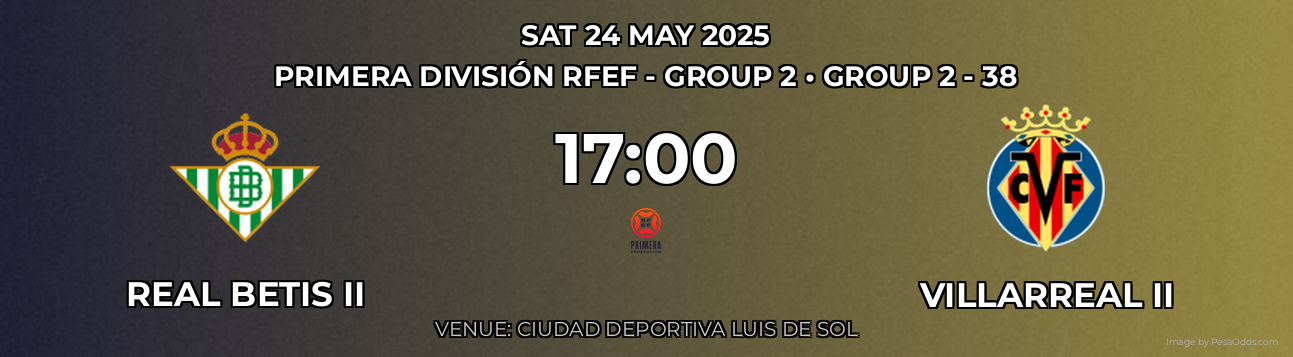 Real Betis II vs Villarreal II Prediction match poster for Primera División RFEF - Group 2 fixture on SAT 24 MAY 2025