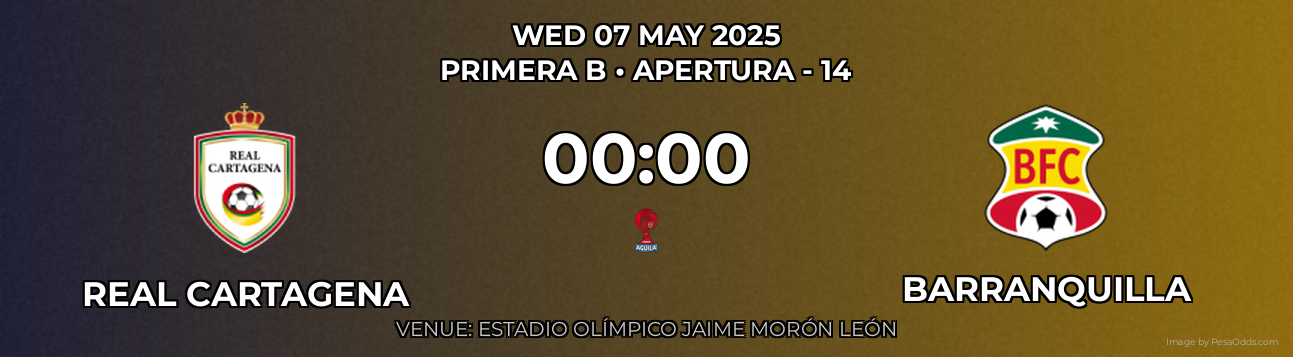 Real Cartagena vs Barranquilla Prediction match poster for Primera B fixture on WED 07 MAY 2025