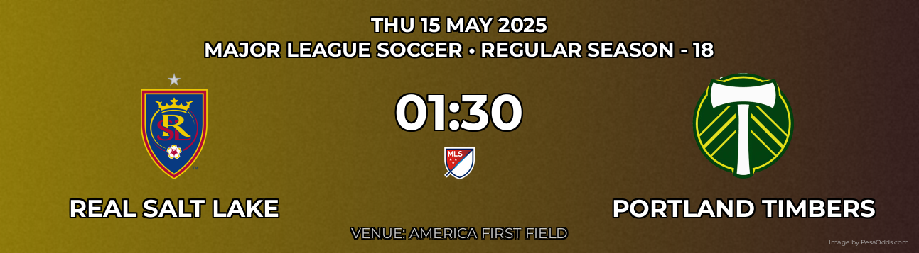 Real Salt Lake vs Portland Timbers Prediction match poster for Major League Soccer fixture on THU 15 MAY 2025