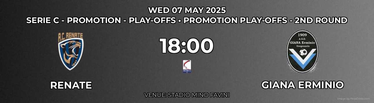 Renate vs Giana Erminio Prediction match poster for Serie C - Promotion - Play-offs fixture on WED 07 MAY 2025