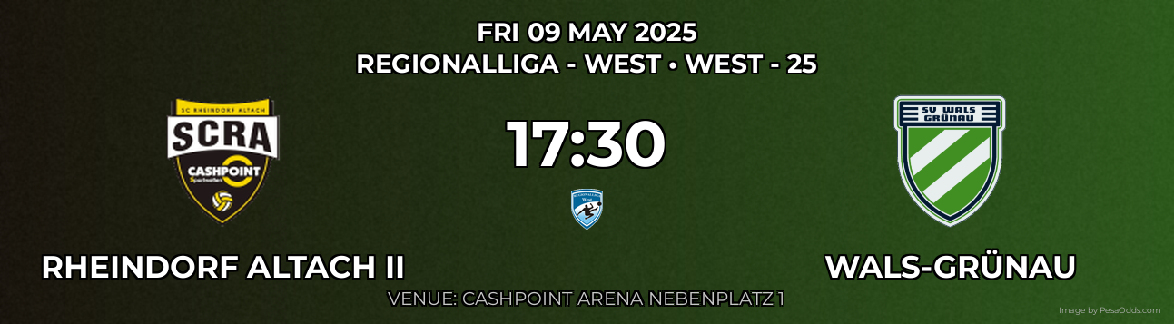 Rheindorf Altach II vs Wals-Grünau Prediction match poster for Regionalliga - West fixture on FRI 09 MAY 2025
