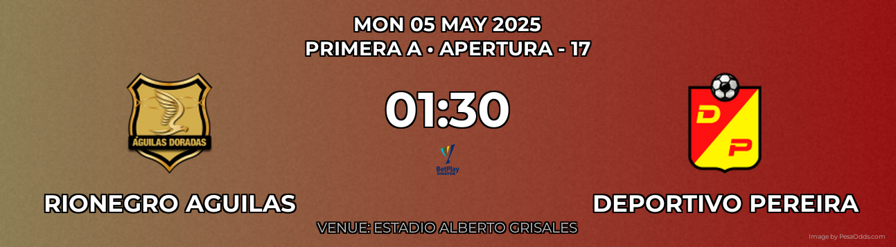 Rionegro Aguilas vs Deportivo Pereira Prediction match poster for Primera A fixture on MON 05 MAY 2025