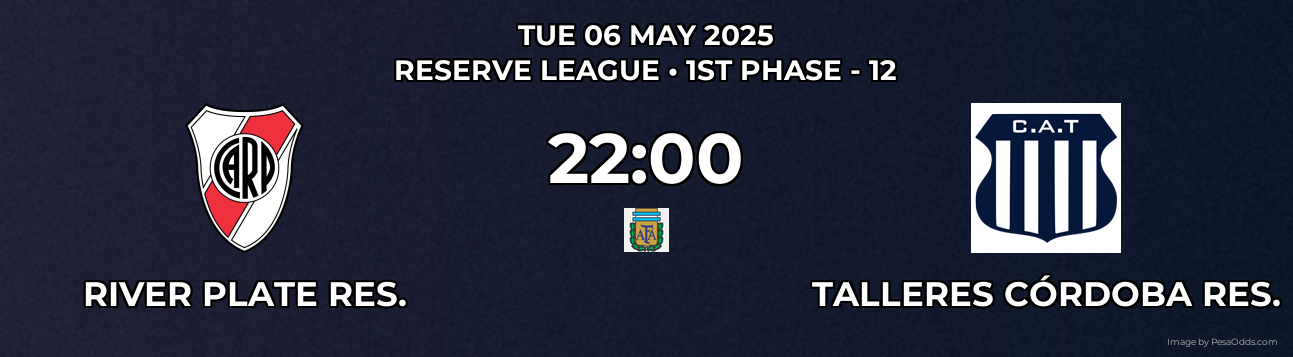 River Plate Res. vs Talleres Córdoba Res. Prediction match poster for Reserve League fixture on TUE 06 MAY 2025