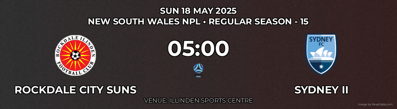 Rockdale City Suns vs Sydney II Prediction match poster for New South Wales NPL fixture on SUN 18 MAY 2025