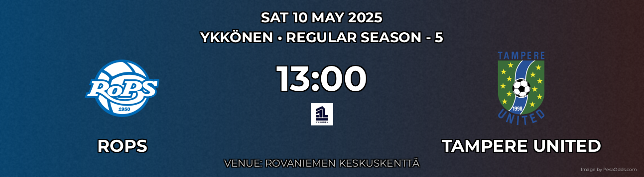 Rops vs Tampere United Prediction match poster for Ykkönen fixture on SAT 10 MAY 2025