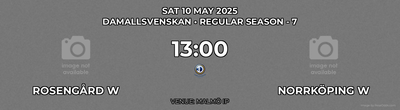 Rosengård W vs Norrköping W Prediction match poster for Damallsvenskan fixture on SAT 10 MAY 2025