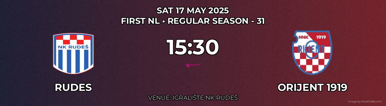 Rudes vs Orijent 1919 Prediction match poster for First NL fixture on SAT 17 MAY 2025