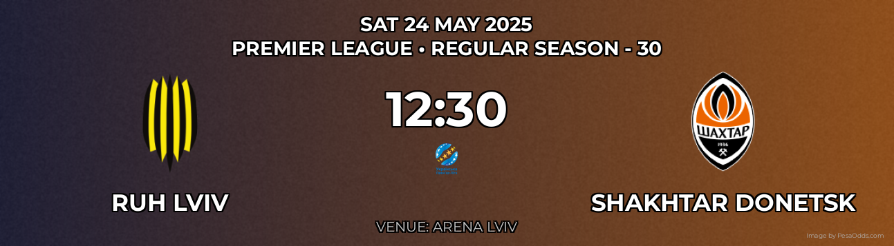 Ruh Lviv vs Shakhtar Donetsk Prediction match poster for Premier League fixture on SAT 24 MAY 2025