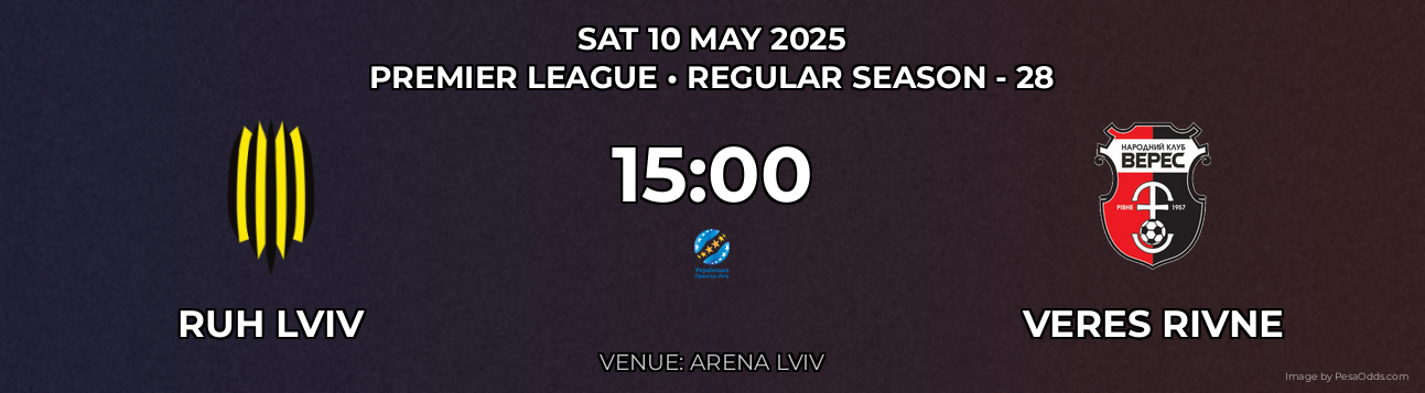 Ruh Lviv vs Veres Rivne Prediction match poster for Premier League fixture on SAT 10 MAY 2025