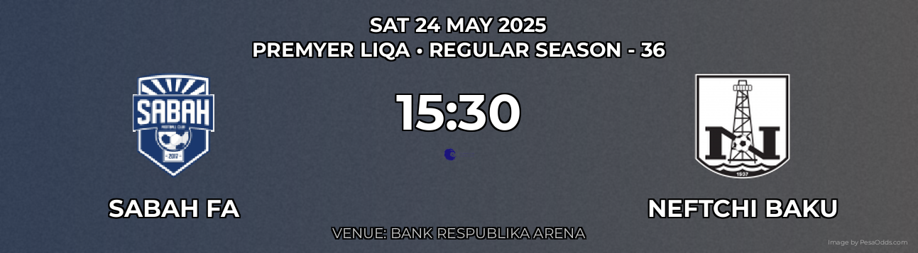 Sabah FA vs Neftchi Baku Prediction match poster for Premyer Liqa fixture on SAT 24 MAY 2025