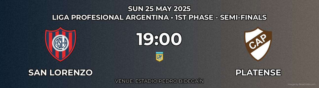 San Lorenzo vs Platense Prediction match poster for Liga Profesional Argentina fixture on SUN 25 MAY 2025