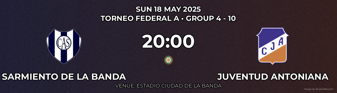 Sarmiento de La Banda vs Juventud Antoniana Prediction match poster for Torneo Federal A fixture on SUN 18 MAY 2025