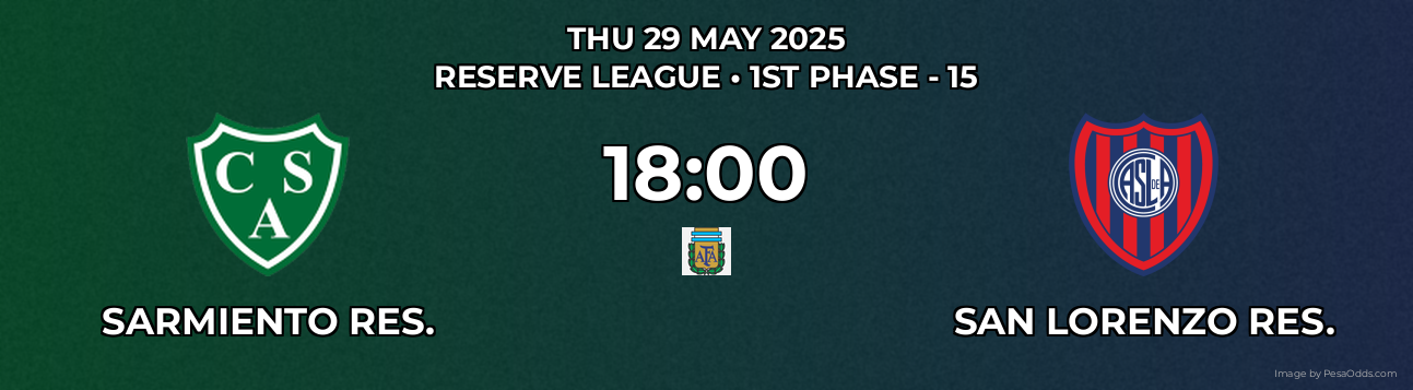 Sarmiento Res. vs San Lorenzo Res. Prediction match poster for Reserve League fixture on THU 29 MAY 2025