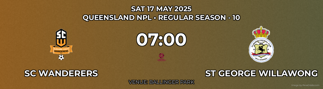 SC Wanderers vs St George Willawong Prediction match poster for Queensland NPL fixture on SAT 17 MAY 2025