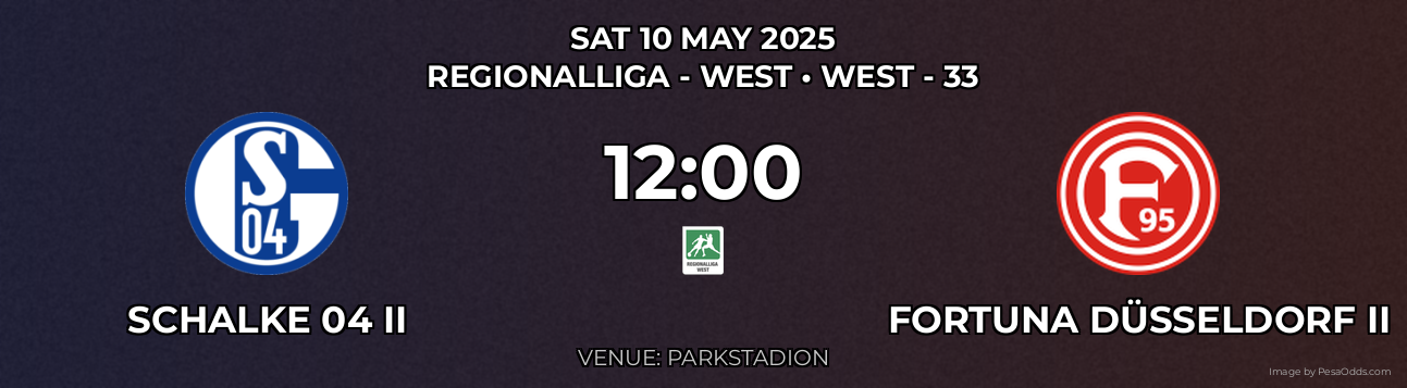 Schalke 04 II vs Fortuna Düsseldorf II Prediction match poster for Regionalliga - West fixture on SAT 10 MAY 2025