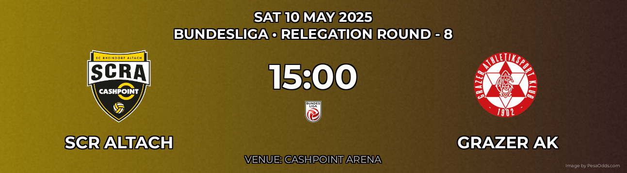 SCR Altach vs Grazer AK Prediction match poster for Bundesliga fixture on SAT 10 MAY 2025