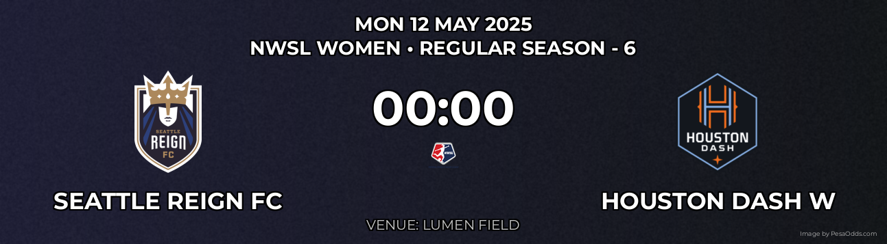 Seattle Reign FC vs Houston Dash W Prediction match poster for NWSL Women fixture on MON 12 MAY 2025
