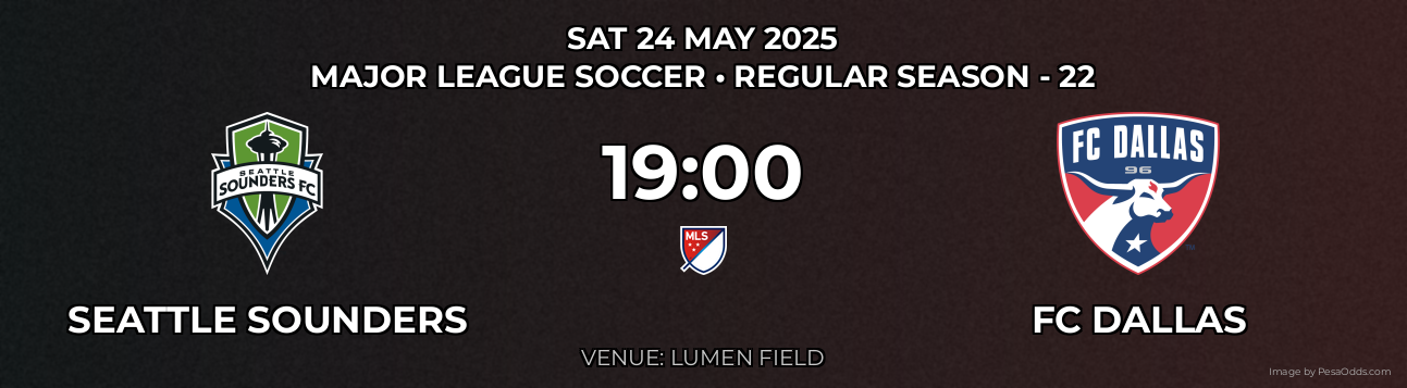 Seattle Sounders vs FC Dallas Prediction match poster for Major League Soccer fixture on SAT 24 MAY 2025