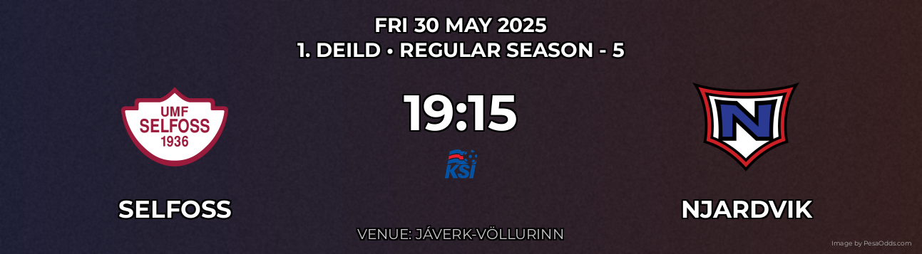 Selfoss vs Njardvik Prediction match poster for 1. Deild fixture on FRI 30 MAY 2025
