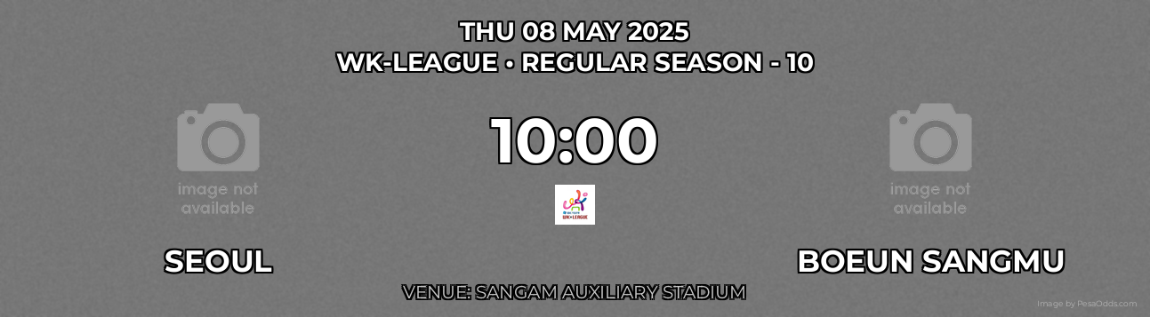 Seoul vs Boeun Sangmu Prediction match poster for WK-League fixture on THU 08 MAY 2025