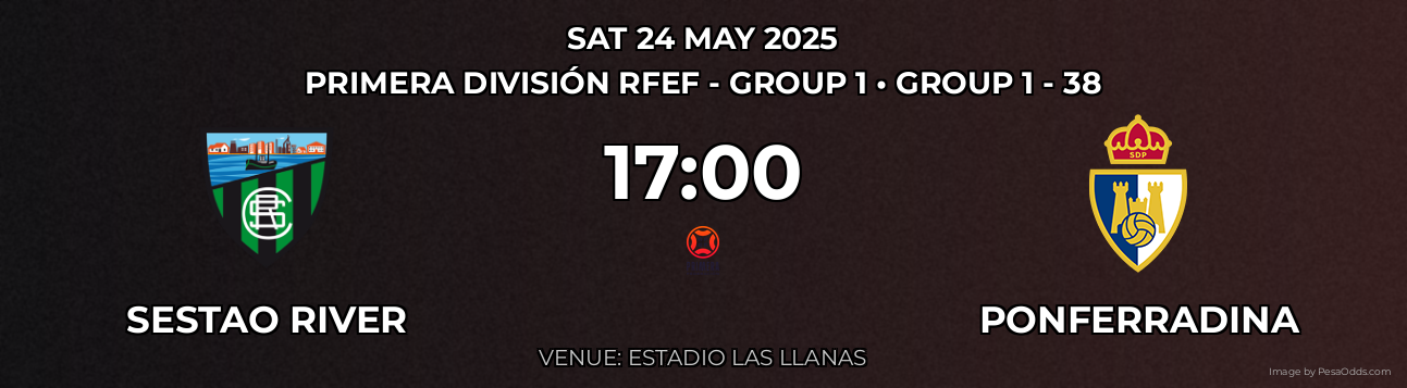 Sestao River vs Ponferradina Prediction match poster for Primera División RFEF - Group 1 fixture on SAT 24 MAY 2025