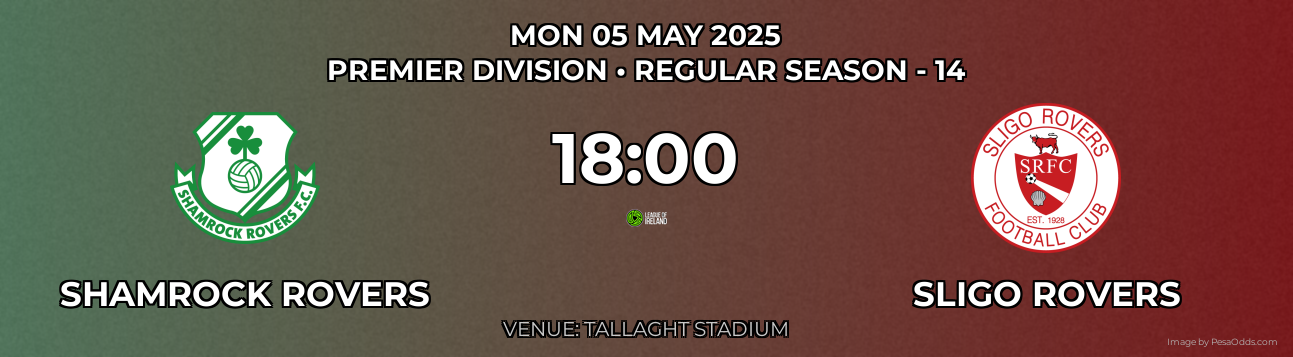 Shamrock Rovers vs Sligo Rovers Prediction match poster for Premier Division fixture on MON 05 MAY 2025