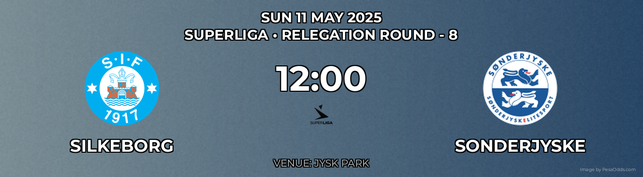 Silkeborg vs Sonderjyske Prediction match poster for Superliga fixture on SUN 11 MAY 2025