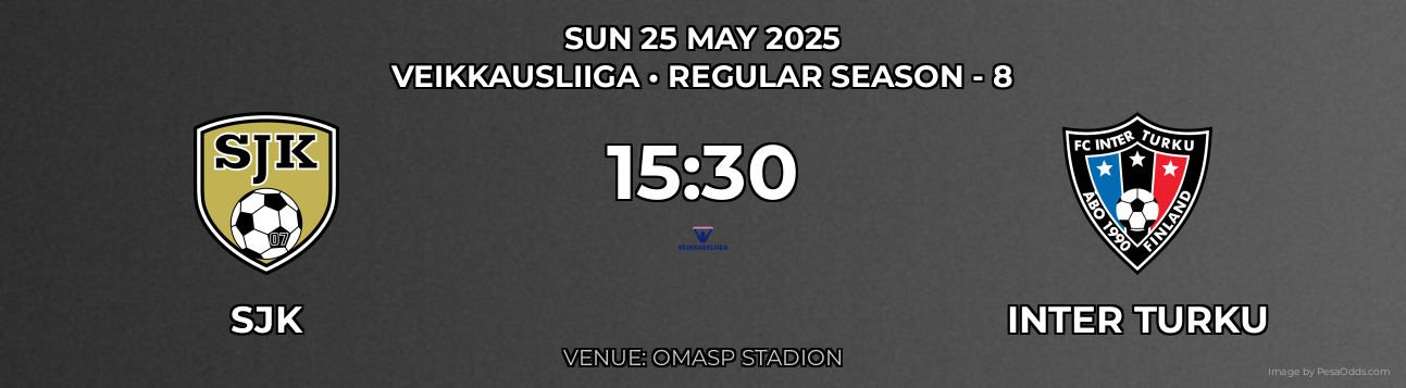 SJK vs Inter Turku Prediction match poster for Veikkausliiga fixture on SUN 25 MAY 2025