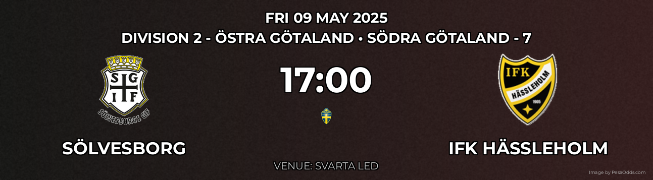 Sölvesborg vs IFK Hässleholm Prediction match poster for Division 2 - Östra Götaland fixture on FRI 09 MAY 2025