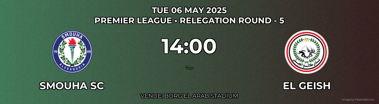 Smouha SC vs El Geish Prediction match poster for Premier League fixture on TUE 06 MAY 2025