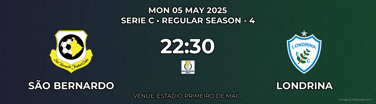 São Bernardo vs Londrina Prediction match poster for Serie C fixture on MON 05 MAY 2025