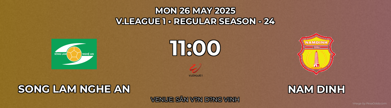 Song Lam Nghe An vs Nam Dinh Prediction match poster for V.League 1 fixture on MON 26 MAY 2025