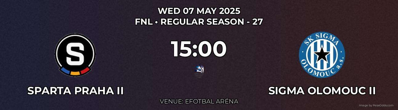 Sparta Praha II vs Sigma Olomouc II Prediction match poster for FNL fixture on WED 07 MAY 2025