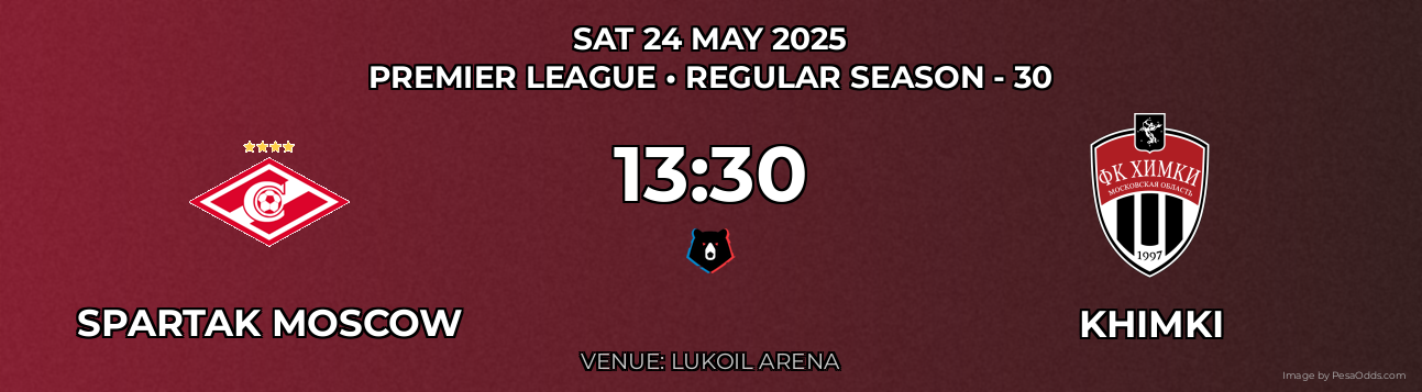 Spartak Moscow vs Khimki Prediction match poster for Premier League fixture on SAT 24 MAY 2025