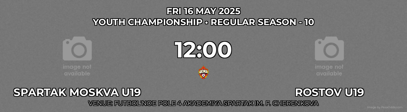 Spartak Moskva U19 vs Rostov U19 Prediction match poster for Youth Championship fixture on FRI 16 MAY 2025