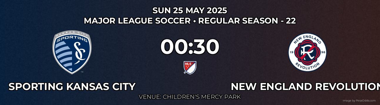 Sporting Kansas City vs New England Revolution Prediction match poster for Major League Soccer fixture on SUN 25 MAY 2025