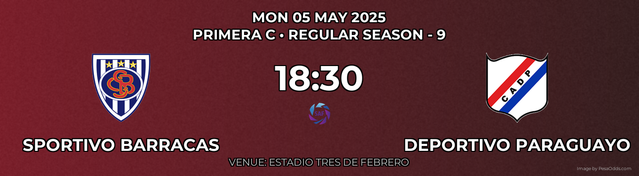 Sportivo Barracas vs Deportivo Paraguayo Prediction match poster for Primera C fixture on MON 05 MAY 2025