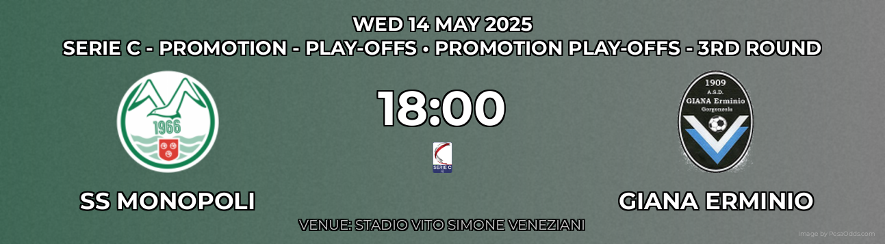 SS Monopoli vs Giana Erminio Prediction match poster for Serie C - Promotion - Play-offs fixture on WED 14 MAY 2025