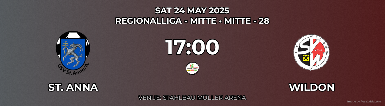St. Anna vs Wildon Prediction match poster for Regionalliga - Mitte fixture on SAT 24 MAY 2025