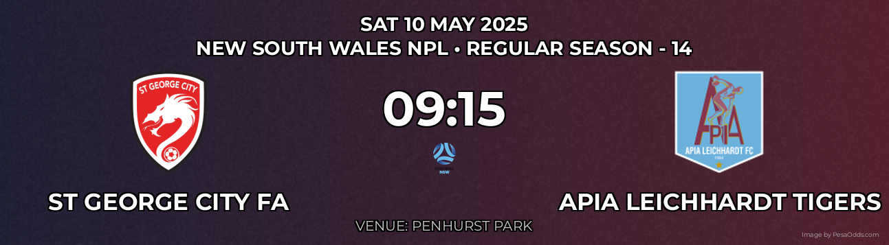 St George City FA vs APIA Leichhardt Tigers Prediction match poster for New South Wales NPL fixture on SAT 10 MAY 2025