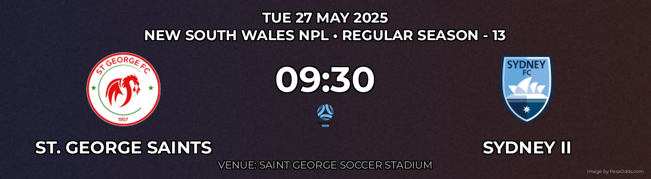 St. George Saints vs Sydney II Prediction match poster for New South Wales NPL fixture on TUE 27 MAY 2025
