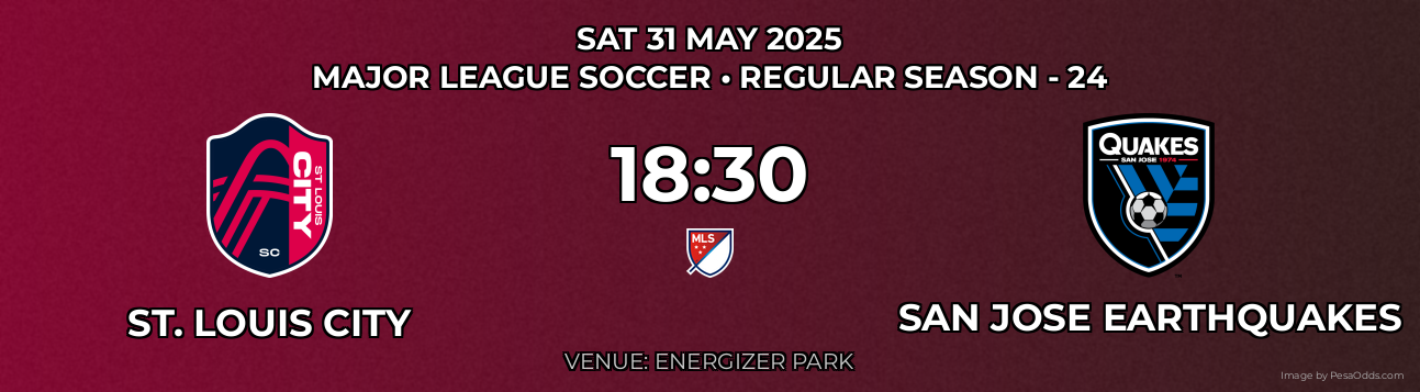 St. Louis City vs San Jose Earthquakes Prediction match poster for Major League Soccer fixture on SAT 31 MAY 2025