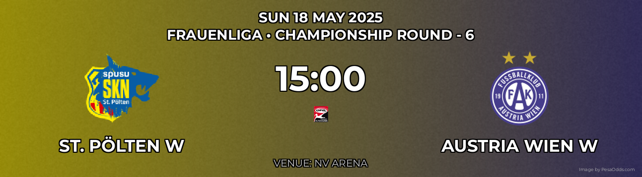 St. Pölten W vs Austria Wien W Prediction match poster for Frauenliga fixture on SUN 18 MAY 2025