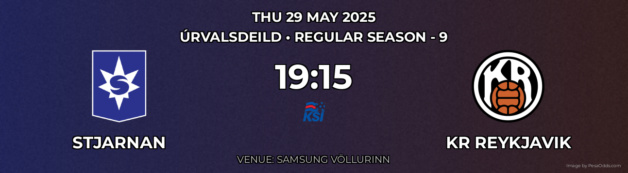 Stjarnan vs KR Reykjavik Prediction match poster for Úrvalsdeild fixture on THU 29 MAY 2025