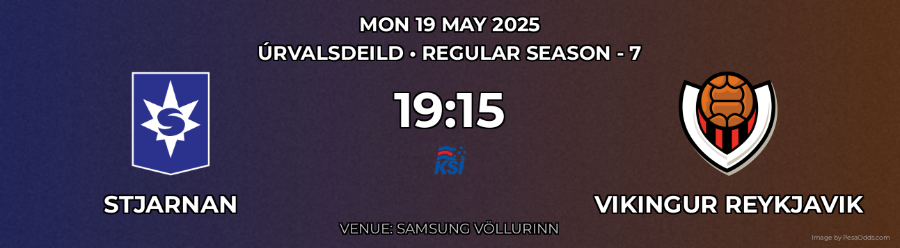 Stjarnan vs Vikingur Reykjavik Prediction match poster for Úrvalsdeild fixture on MON 19 MAY 2025