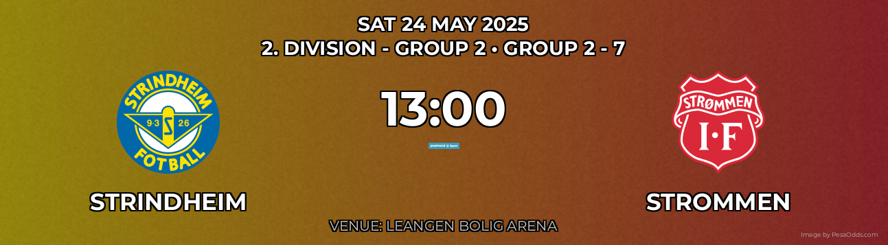 Strindheim vs Strommen Prediction match poster for 2. Division - Group 2 fixture on SAT 24 MAY 2025