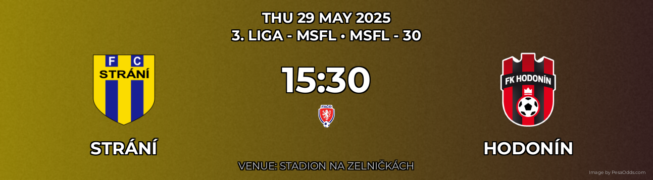 Strání vs Hodonín Prediction match poster for 3. liga - MSFL fixture on THU 29 MAY 2025
