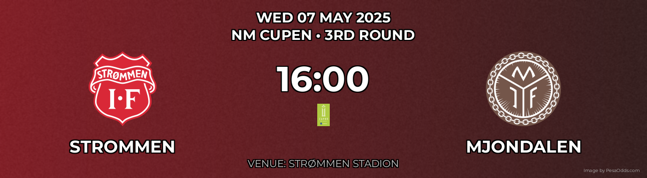 Strommen vs Mjondalen Prediction match poster for NM Cupen fixture on WED 07 MAY 2025